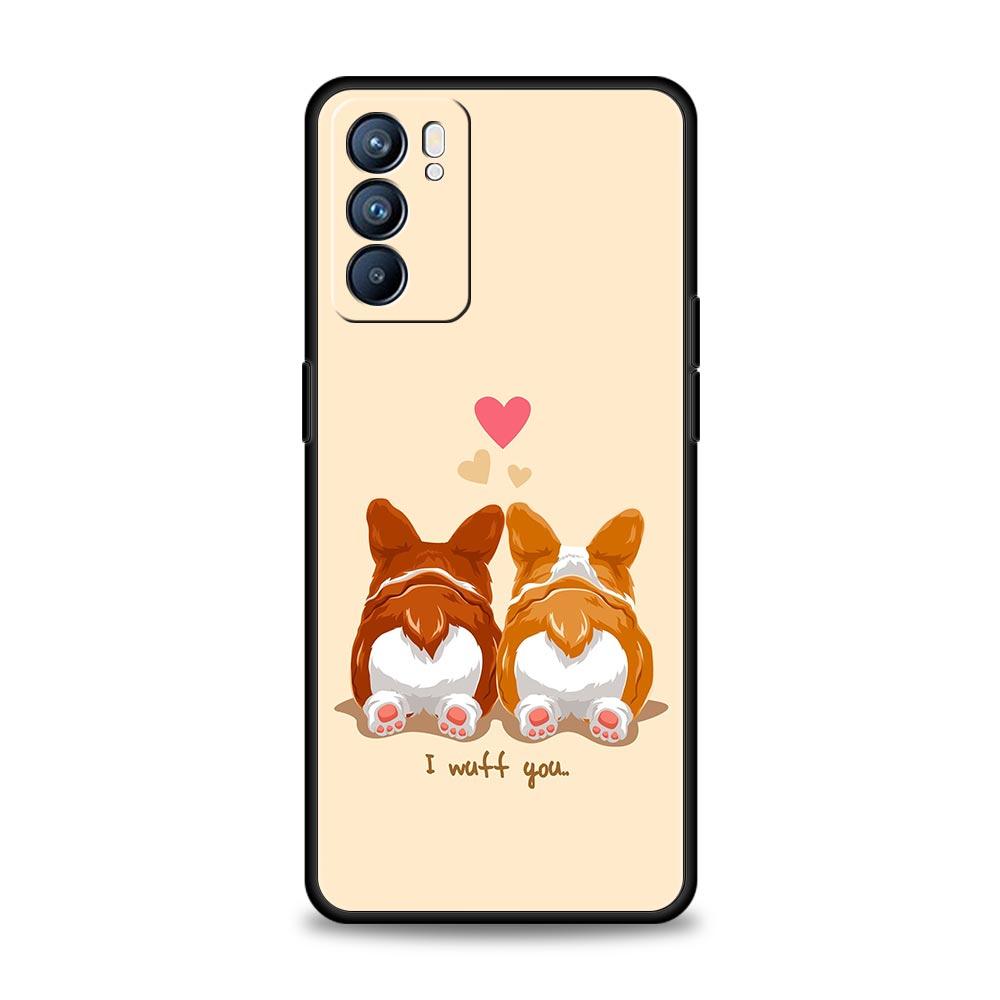 Cute Corgi Dog Phone Case For Oppo A17 A31 A54 A57 A78 A79 A98 Find X5 X6 Reno 6 7 8 10 11 12 13 F Pro 5G Soft TPU Cover Fundas