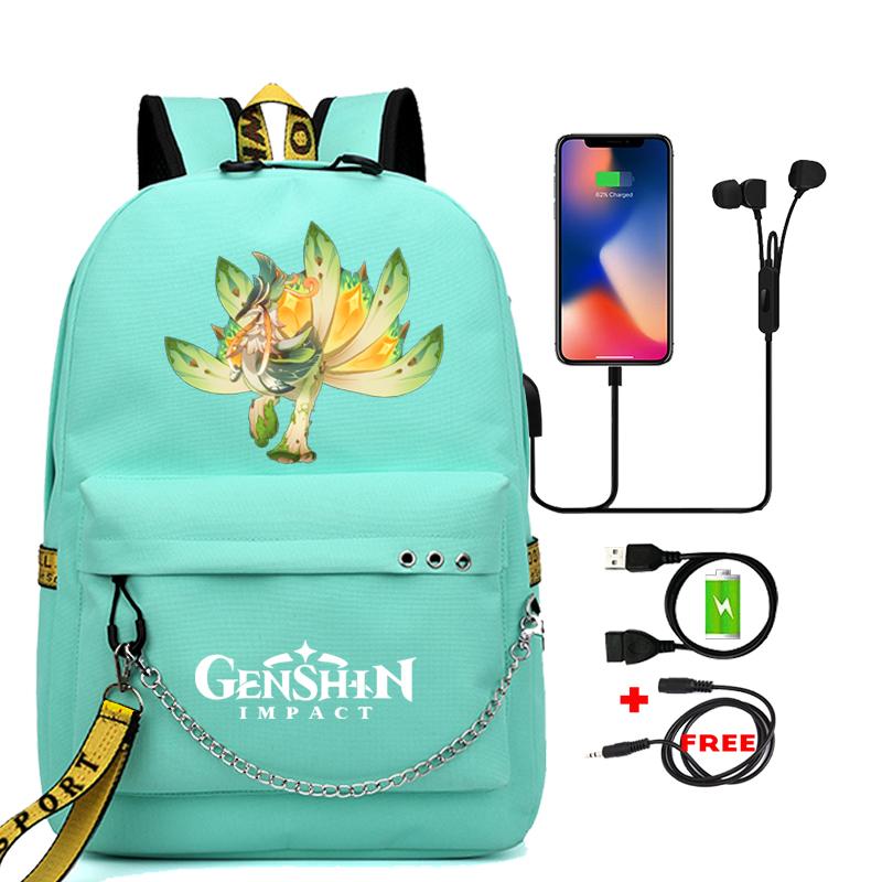 Anime Game Travel Backpack Printed Canvas Backpack Students Women Large Capacity Bookbag Usb Charging for Boy Girl School Bag Kids Gifts