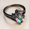 Wish Black Gold Colorful Horse's Eye Stone Edge Small Diamond Ring Retro Personality Ring