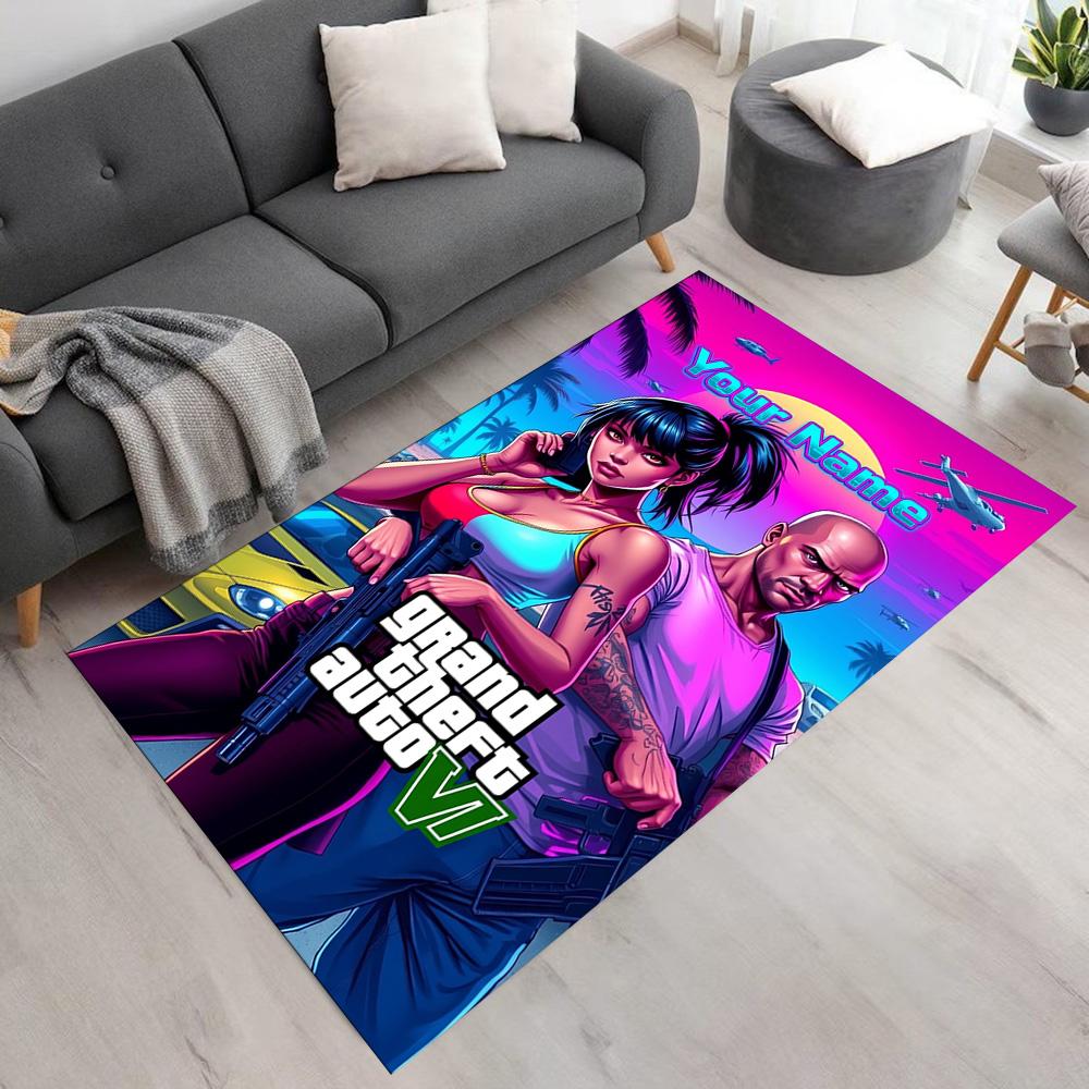 Grand Theft Auto Personalized Name Floor Rug Office Rug Suitable for Balcony Foyer Outdoor Living Rooms Antislip Carpet Office home decor