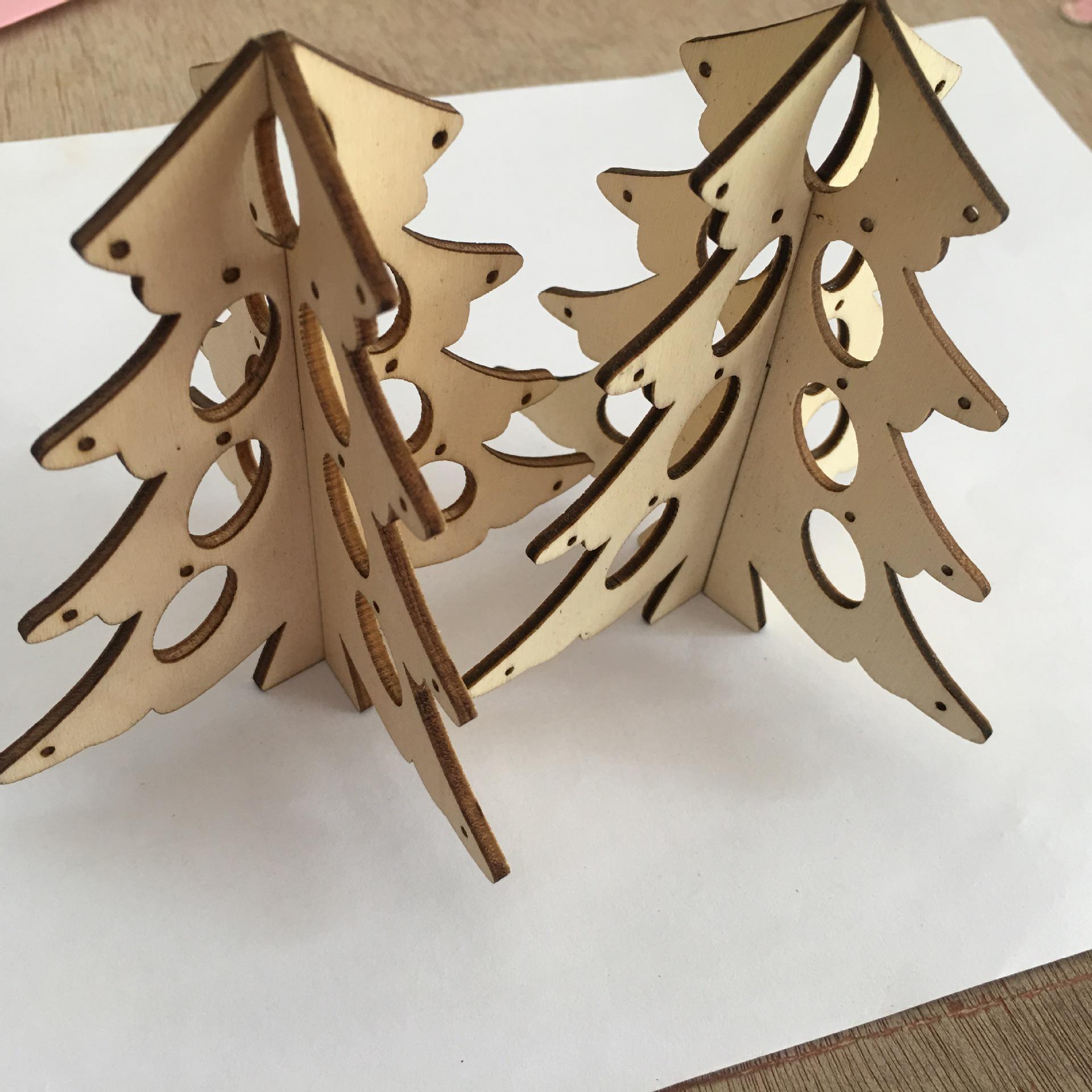 Eco-friendly Decorative Wood Chip Christmas Trees, 2-Pack - Creative Style 10x9.8CM