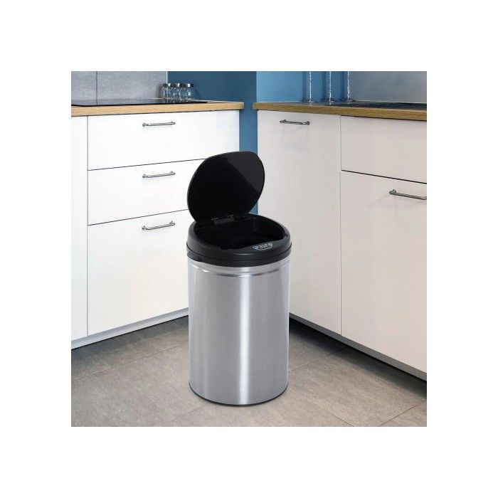 HOMCOM Automatique Sensor Poubelle IR Sensor, Rond, 30L, Seau Intérieur En Option, Inox