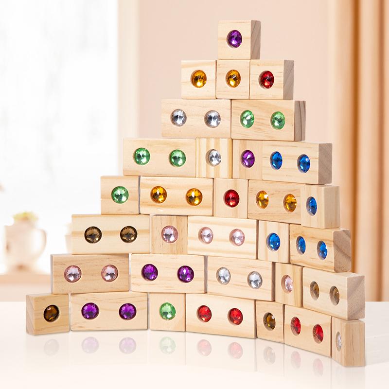 Rainbow Acrylic Stacking Building Blocks Montessori Toys Construction Toys Colorful Geometry Sensory Toy for Preschool Children