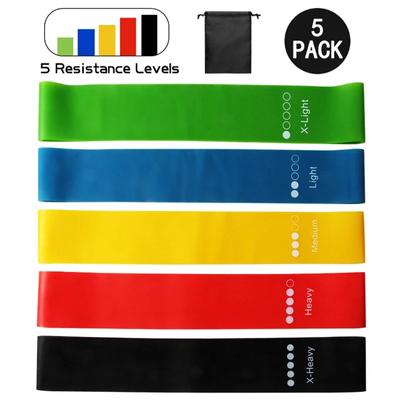 Set di 5 fasce di resistenza per yoga, fasce elastiche, espansori, cintura per squat, Pilates, Crossfit, fasce per esercizi, attrezzatura per palestra