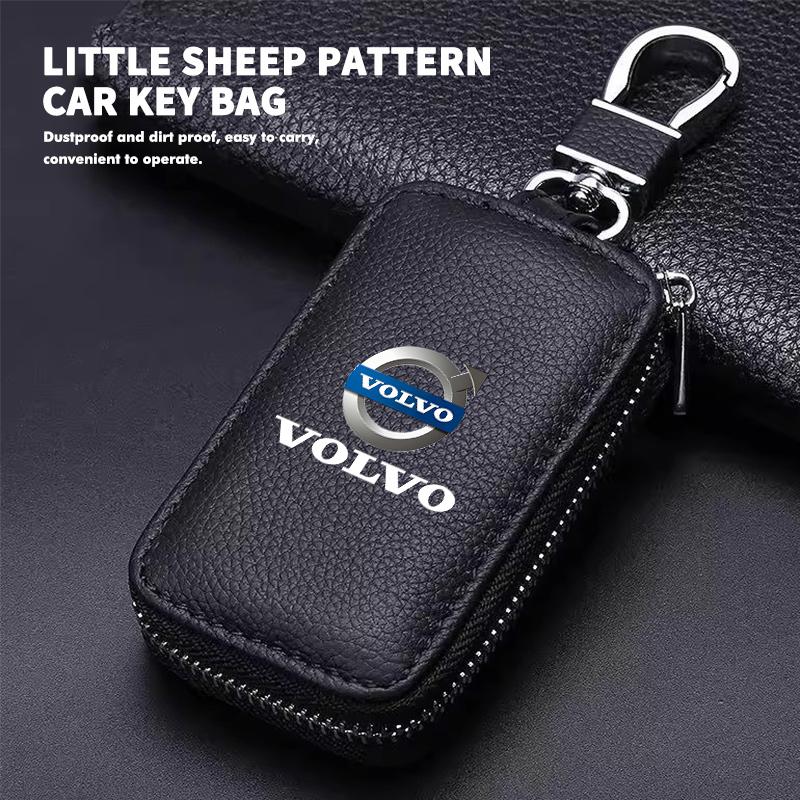 Leather Car Litchi Patterned Key Bag Wallet ID Card Coin Purse For Volvo V50 S60 XC60 S40 XC40 XC90 V70 XC70 C30 V40 V60 HL9
