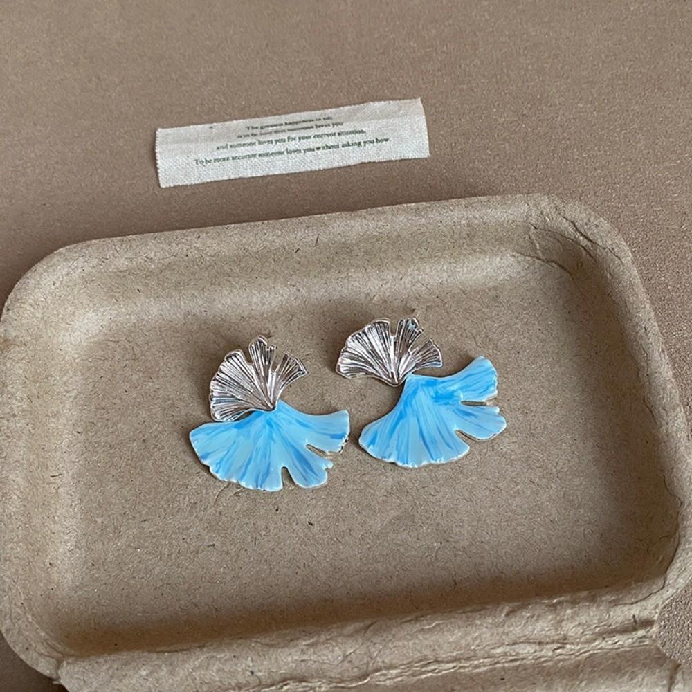 Double-layer Ginkgo Earrings Oil Drip Earrings Jewelry Unique Ginkgo Ear Pendant Festival
