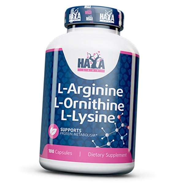 

L-Аргінін L-Орнітин L-Лізін, L-Arginine L-Ornithine L-Lysine, Haya 100капс (27405022) 100caps