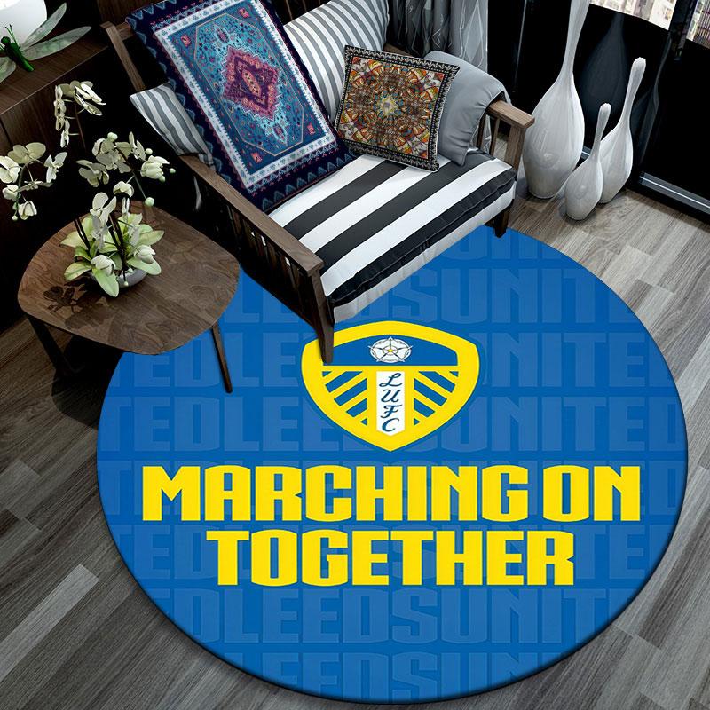 Leeds United Logo Pattern Round rug,Carpet Rug for Living Room Bedroom Playroom ,Non-slip Floor Mat,Holiday Gifts and Birthday Gifts.