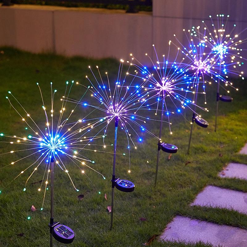 Уличные солнечные светодиодные гирлянды-фейерверки 2025 для сада, балкона и двора
