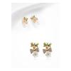Women's Cubic Gold Flower Ribbon Mix Earrings