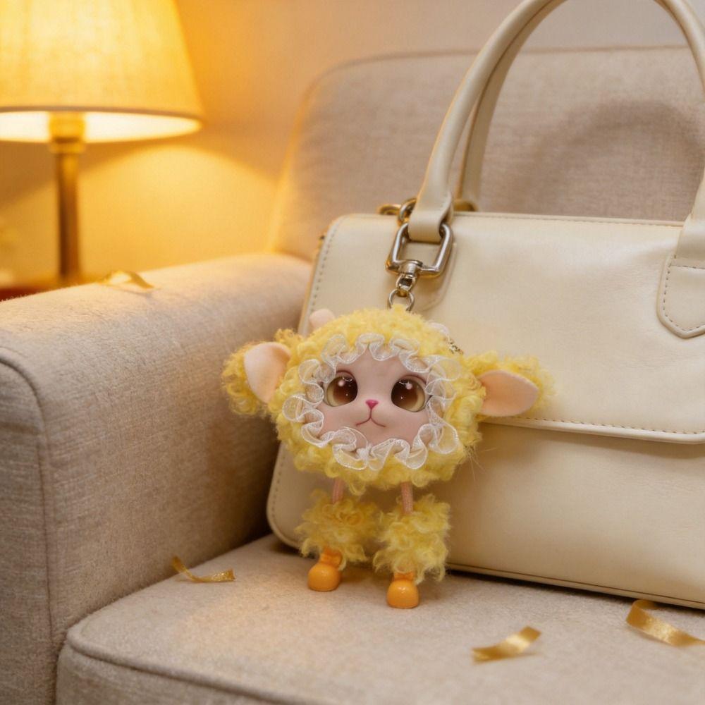 Smooth Vinyl Plush Lamb Keychain Soft Plush Mini Plush Pendant Hanging Ornament Holiday Gift