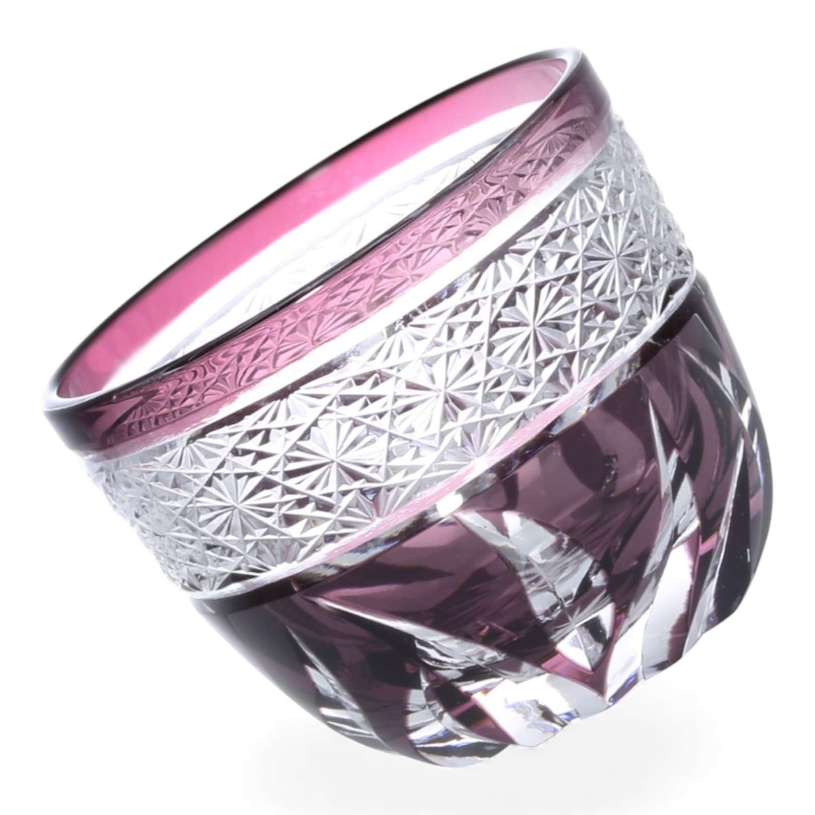 

Dinner Luxe Cut Glass Cup Sake Cup Diameter 60 x Height 50 mm 70cc Obi Shibori Pink Kouga Takumi-fu (Ochoko) PNO.333132