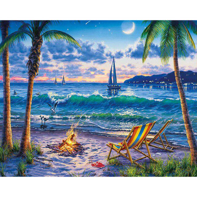 DIY 5D Diamond Painting Waterfall Landscape Full Round Rhinestone Diamond Embroidery Cross Stitch