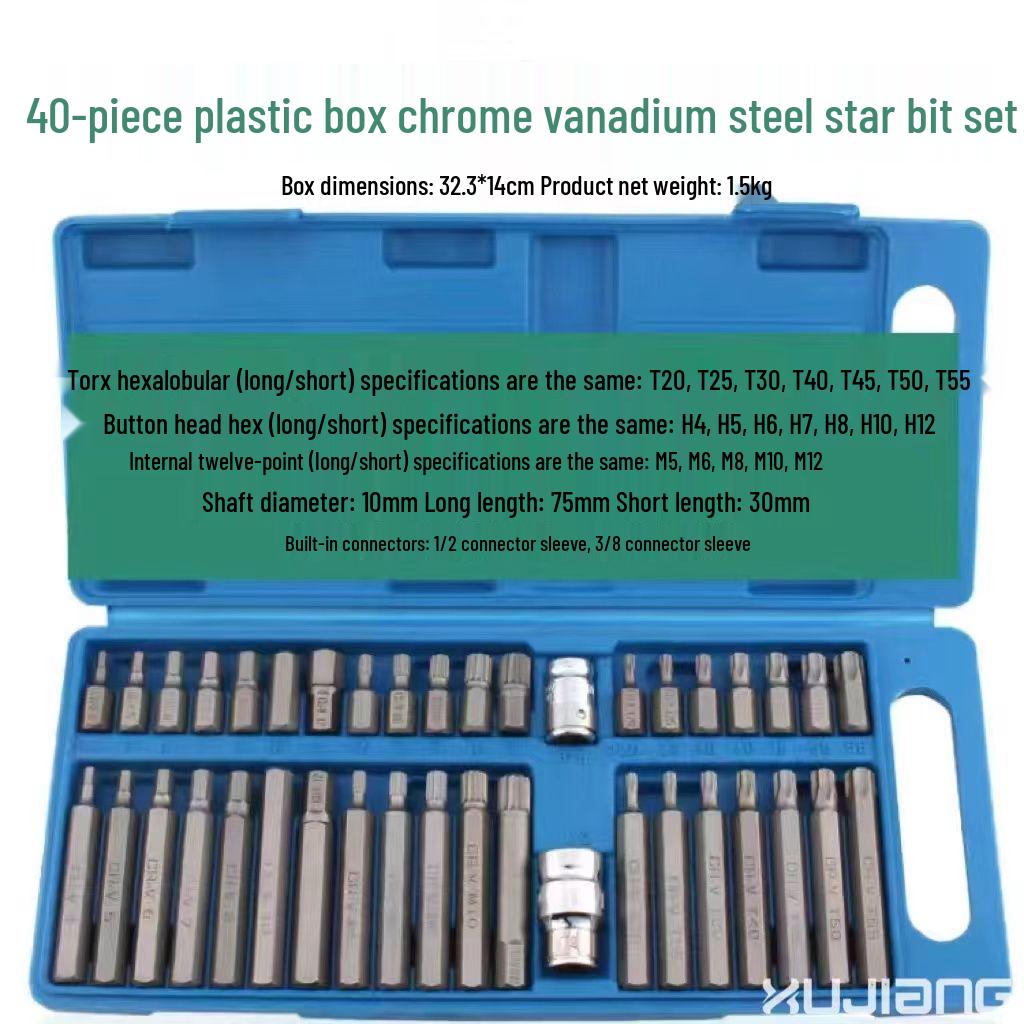 

40-Piece Torx & Hex Socket Wrench Set with 12-Point Screwdriver Heads