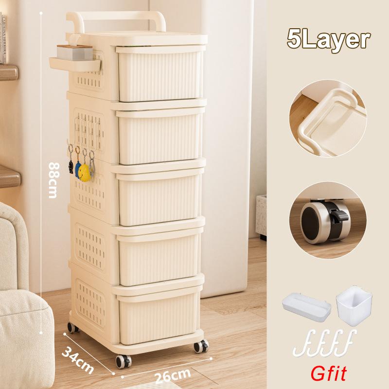Household Pegboard Plastic Trolley Drawer Snack Toy Cabinet Living Room Bedroom Study Multi-Layer Storage Cabinet