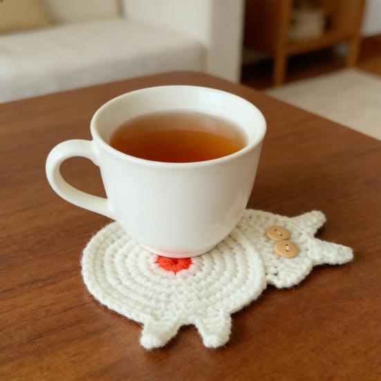 Ručně tkané podložky pod hrnky s kočičkami Roztomilé pletené podložky pod kávu ve tvaru kočky Ochrana stolní desky Izolační podložka pro domácí kancelář Dekorace