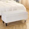 Plush Silver Fox Fur Storage Stool Cover with Flip-Top