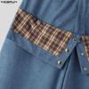 INCERUN Men Zip-up Plaid Wrap Waist Casual Loose Texture Baggy Trousers Pants