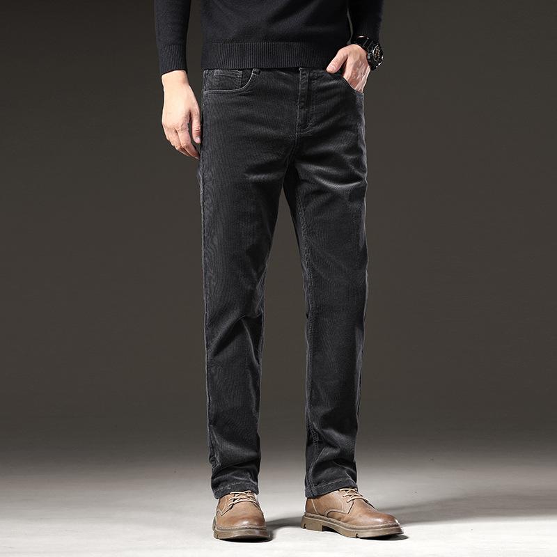 

Весна и осень 2024 г. Мужские толстые вельветовые брюки с бархатом, прямые брюки в деловом стиле, повседневные брюки из бархата 38 темно-серого