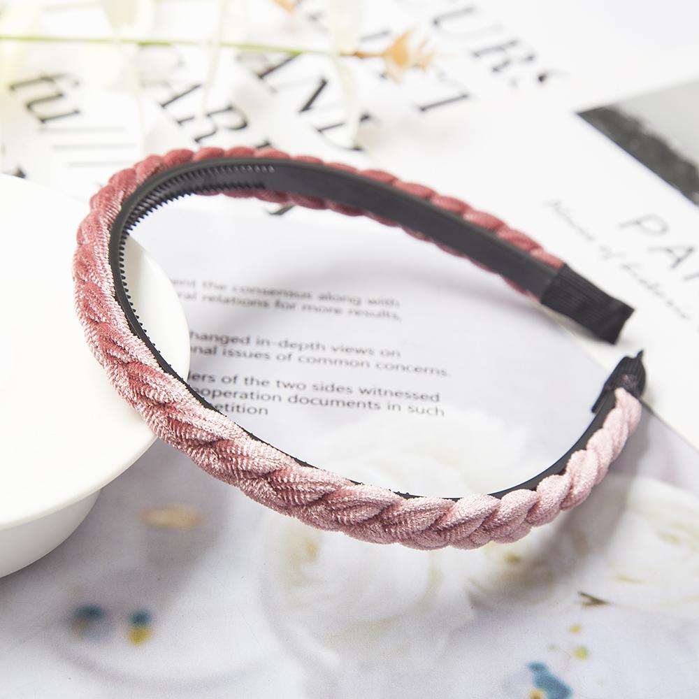 Weaving Hairbands Women Braided Velvet Headbands Hair Hoop Bands Elastic Fashion Bezel Non-Slip Headdress Bezel Hair Accessories