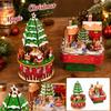 Drehende hölzerne Weihnachtsmusikbox mit Miniatur-Szene, 3D-Puzzle-Modell für Schreibtisch-Urlaubsdekoration