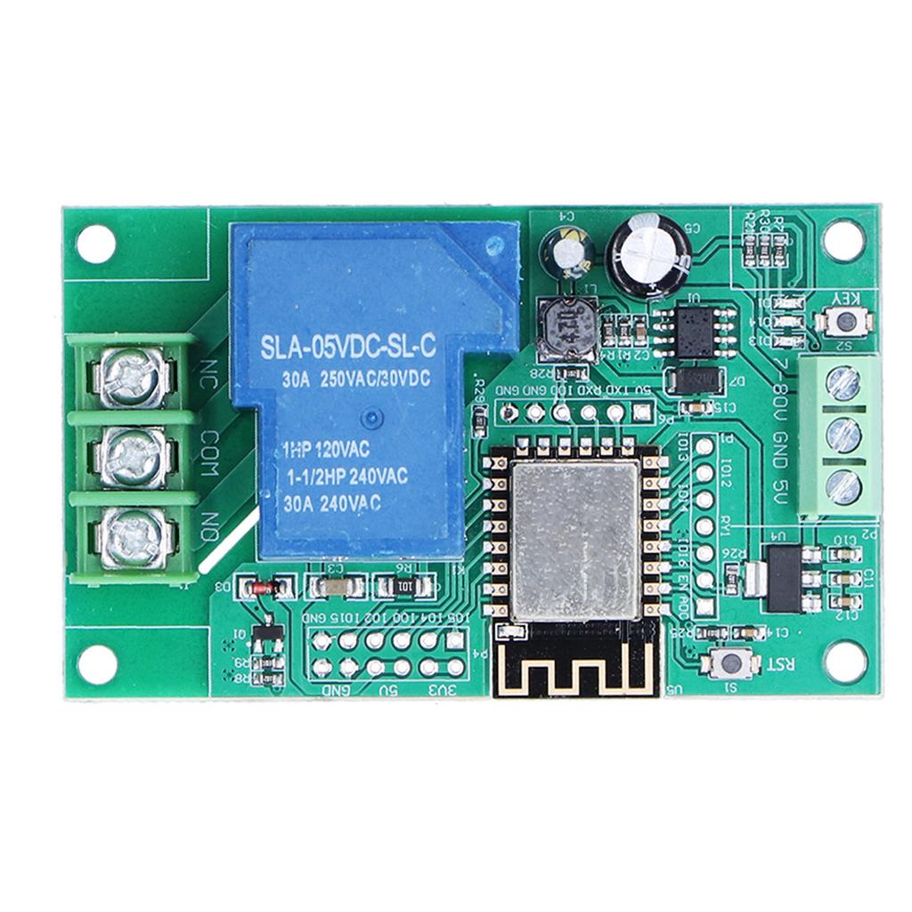 30A Relay Module 1 Channel WIFI Control Development Board with Pin Headers Sockets ESP‑12F