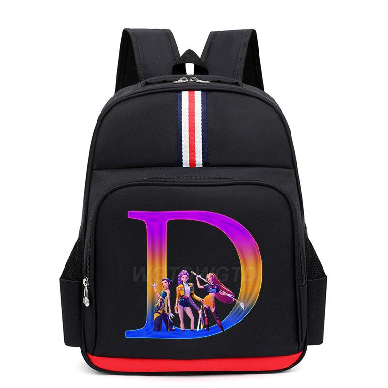 College Style Trend 26 Letter Printing Anime Cartoon Large Capacity Burden Reduction Backpack Casual Student School Bag