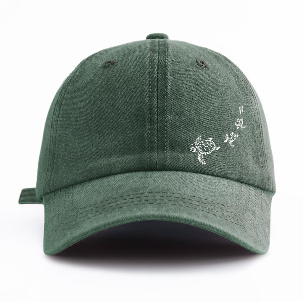 1 Stück gewaschene Baseballkappe mit Schildkrötenmuster für Erwachsene, minimalistischer Retro-Stil, lässige, weiche, verstellbare Dad-Kappe, perfekt als Geschenk