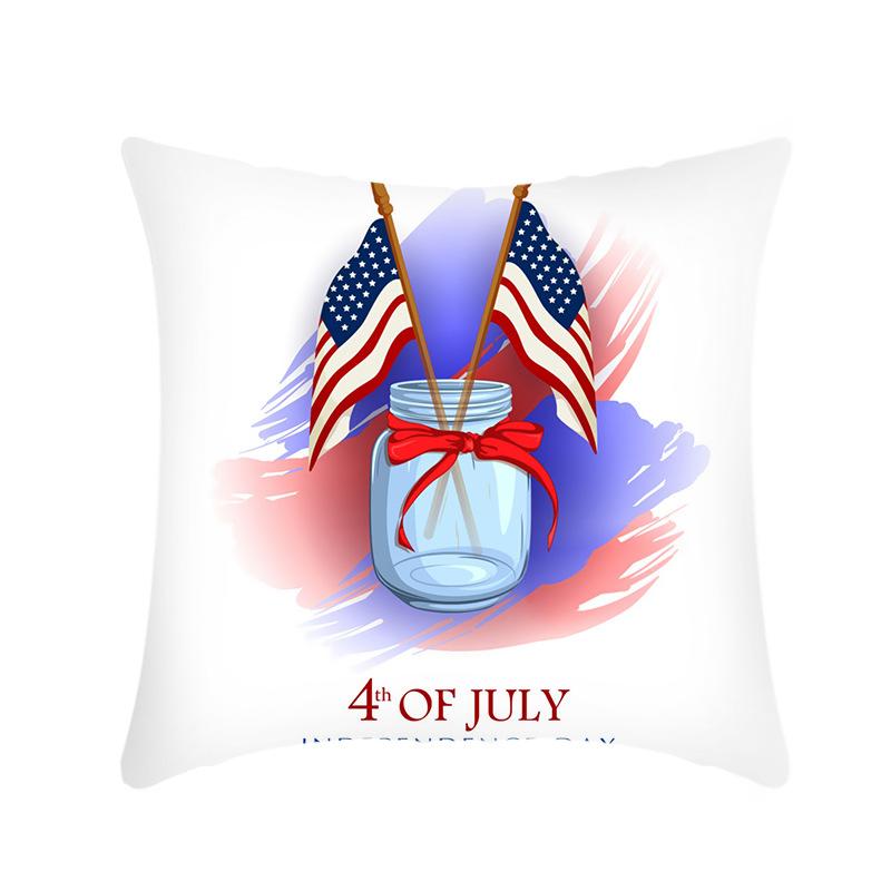 Independence Day Letter Flag Print Sofa Cushion Cover Home Holiday Pillow Cover