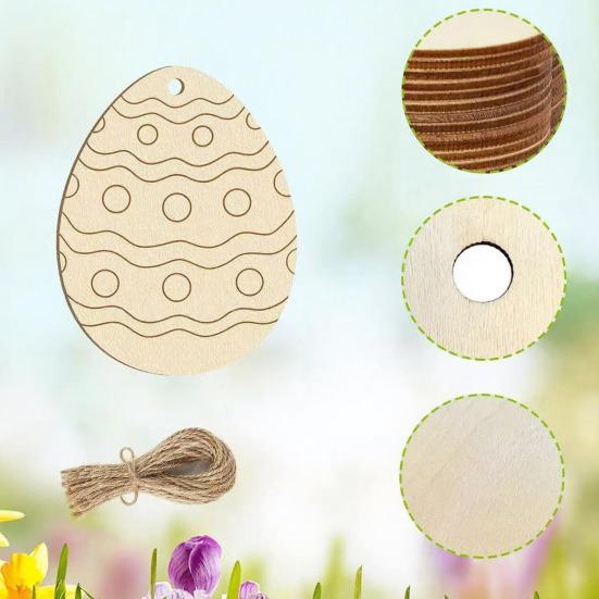 8 ks Dřevěná velikonoční vajíčka Závěsná dekorace Ručně vyráběná Dětské DIY Malování Nedokončená vajíčka Ozdoba Sváteční párty Dekorace Přívěsek