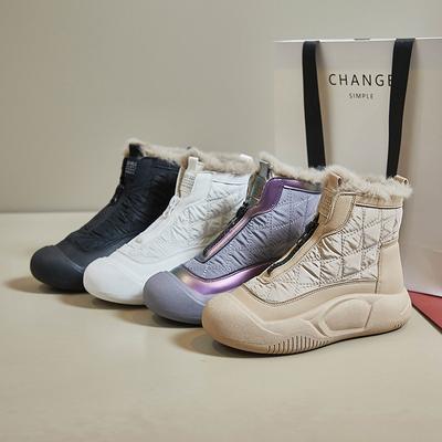 Women's Chunky Platform Snow Boots Winter Warm Faux Fur Lining Ankle Booties With Zipper Comfortable Anti-Slip Walking Short Boots Shoes for Women