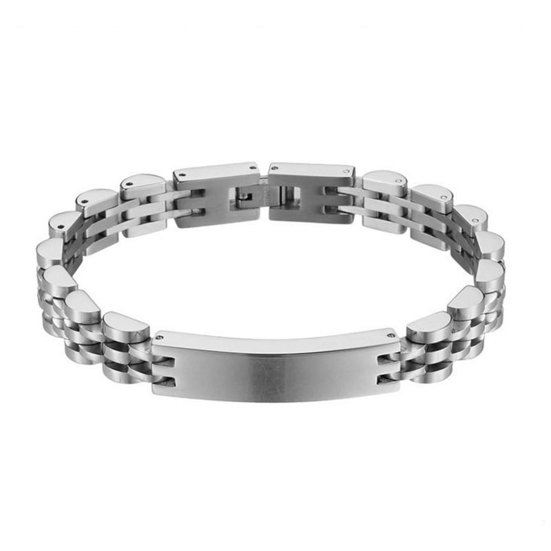 Stainless Steel Engravable Bracelet Men Women Geometric Bangle Adjustable Size Fashion Jewelry