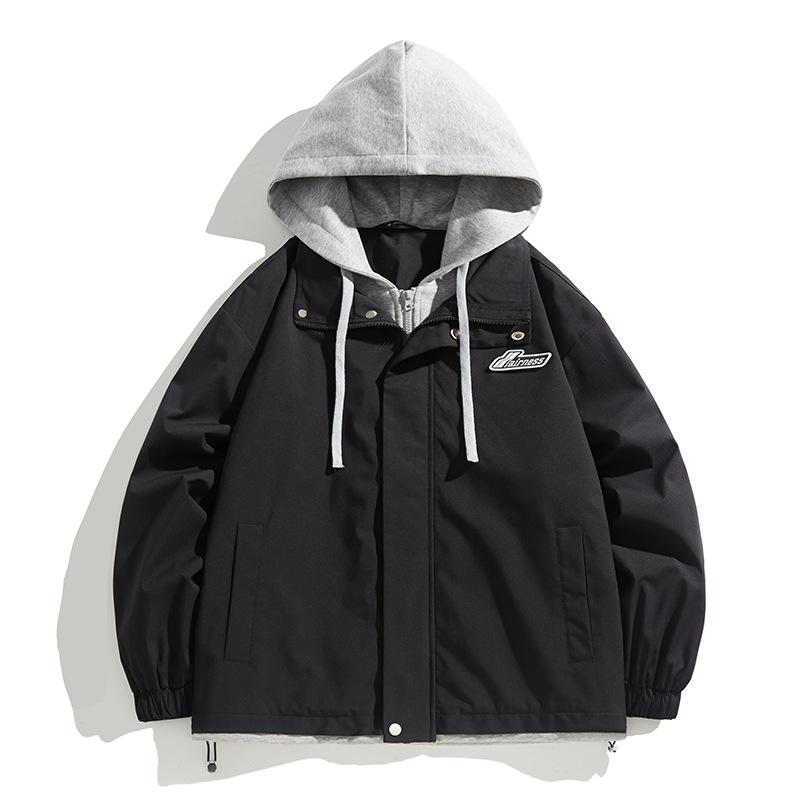 Весна и осень с капюшоном имитация двухкомпонентной мужской куртки мужская американская — фото 4