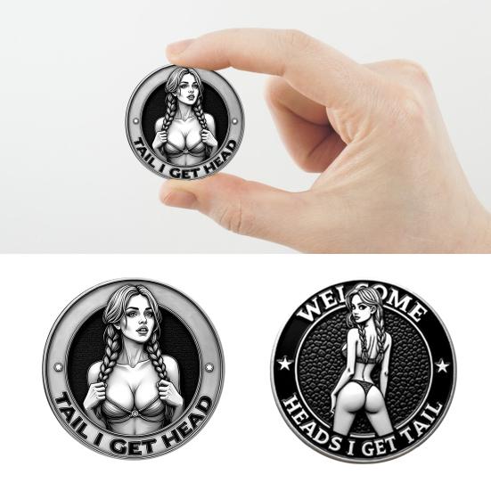 Cheeky Decision Coin Adults Challenge Coin Head And Tail Double-Sided Couple Decision Coin Sex Token Prank Gift for Men Women Date Night Use