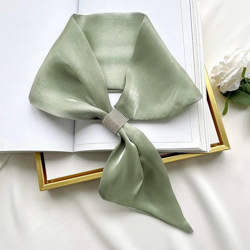 Farbe Für Frauen Für Mädchen Diamant Satin Falscher Kragen Seidenschal Kreuzschals Kreuz Halstuch KTY