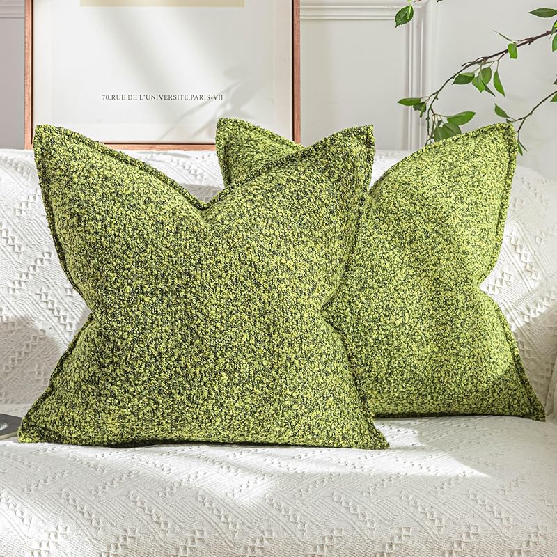 Decorative Throw Pillow Covers 18x18 Inch for Couch Living Room Bed Sofa Farmhouse Boho Home Decor Set of 2 Soft Textured Boucle Accent Luxury