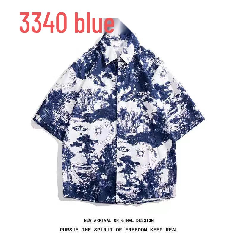 Unisex Summer Floral Short Sleeve Shirt - Hainan Sanya Travel & Casual Hong Kong Style Fashion