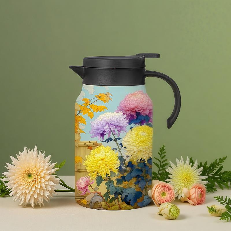 Guochao Large Capacity Insulated Teapot with Tea-Water Separator for Home
