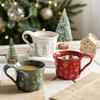 1PC Exquisite Christmas Tableware Ceramic Plates Fruit Salad Plates Breakfast Milk Mugs Household Kitchen Ceramic Noodle Bowls