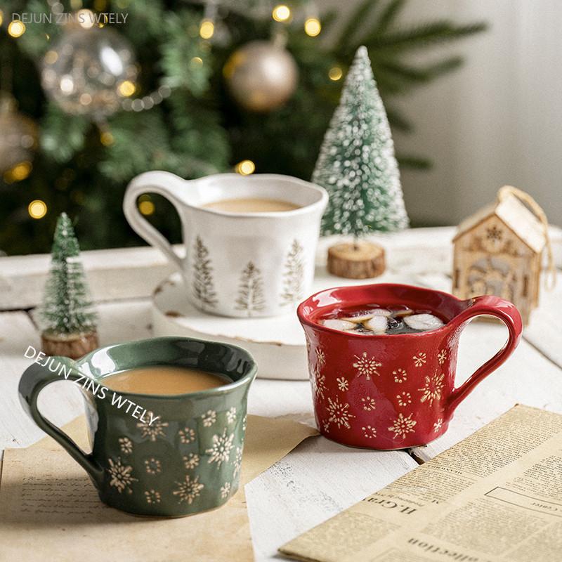 1PC Exquisite Christmas Tableware Ceramic Plates Fruit Salad Plates Breakfast Milk Mugs Household Kitchen Ceramic Noodle Bowls