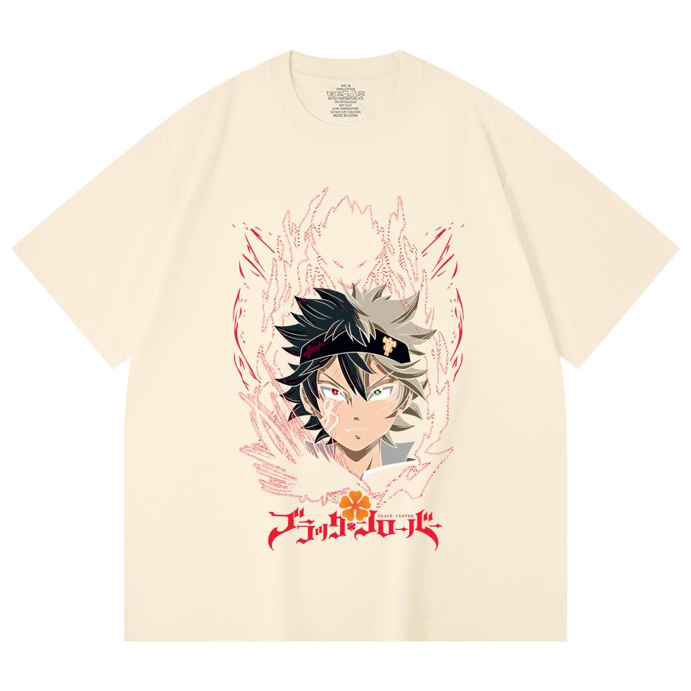 230 Gsm 100% Cotton Black Clover V4 Asta Print Unisex Heavy Cotton T Shirt