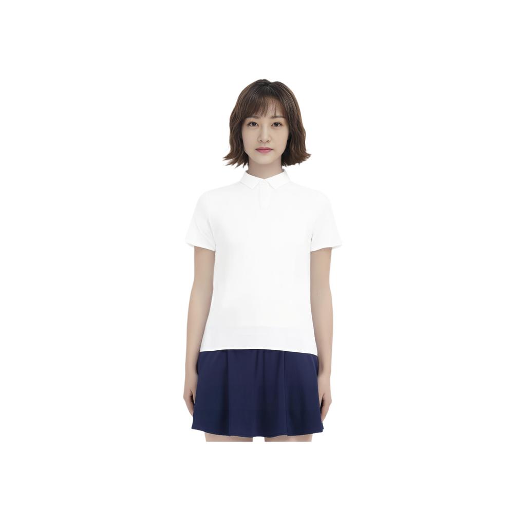 Anta Champion All-Weather Series Solid Color Versatile Breathable Casual Polo Shirt Women Tops Paper-White 162520106-1