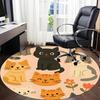 1pc Cat Floral Office Round Area Rug, Under Office Chairs Bedroom Living Room Home Decor, Room Deco