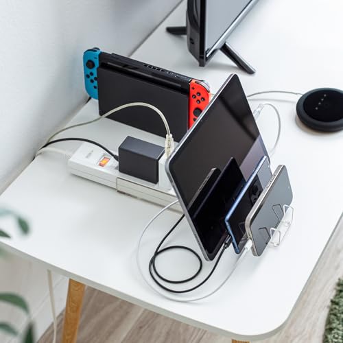 Sanwa Supply USB Charging Power Strip with Stand (2-Pin, 5 Outlets, 1.5m, White) TAP-B47UC-15W