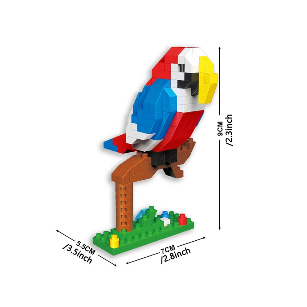KNEW BUILT Bunte Papageien Mikro Mini Bausteine Montage Spielzeug 3D Modellsteine für Vögel Spaß Praktische Fähigkeit Geschenk