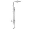 Auralum Max Shower Column - Thermostatic Mixer - 12-inch Square Overhead Shower - Height Adjustable 90-116 Cm - Chrome