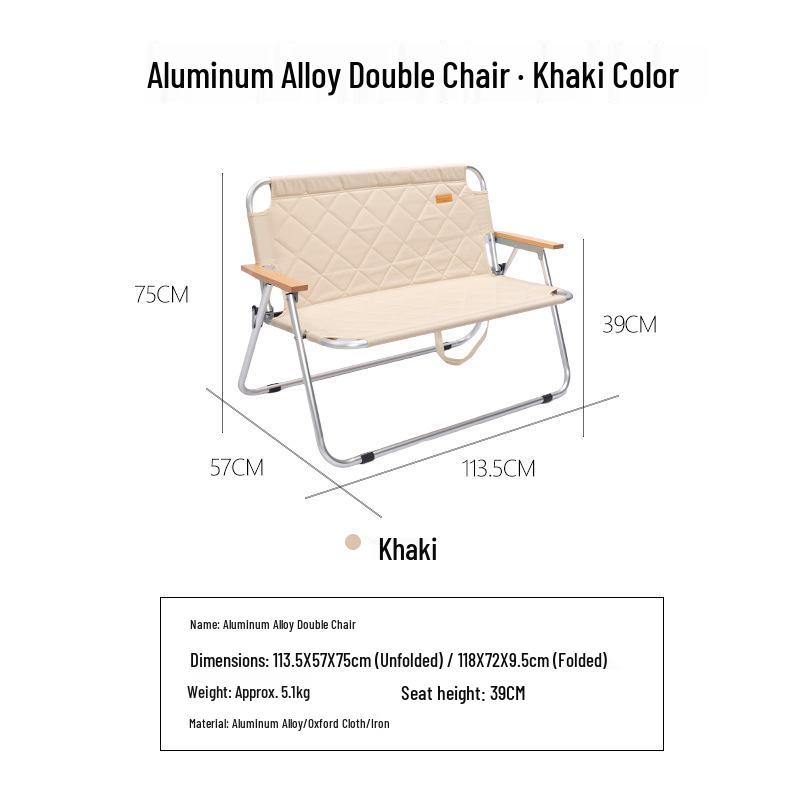 Mountain Outdoor Double Camping Chair - Portable Foldable Aluminum Alloy for Self-Driving Tours
