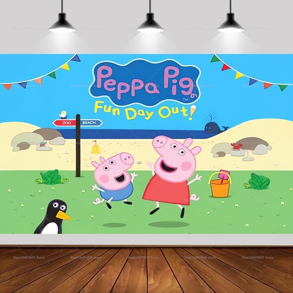 Happy Birthday Peppa Pig Image Backgrounds Suitable For Boys And Girls Parties Parties And Birthday Celebration Banners