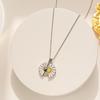 Titanium Steel Glaze Enamel Chrysanthemum Sunflower Pendant Can Be Opened Chain Handmade Sunflower Necklace Adjustable