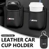 Car Leather Cup Holder Hang Drink Storage Box Accessories For BMW Performance M E87 E30 E46 E28 F35 G20 E93 F20 X3 X